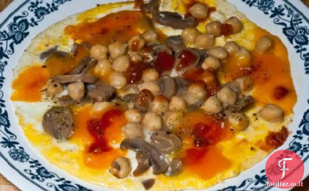 Frittata di ceci, funghi, formaggio e uova