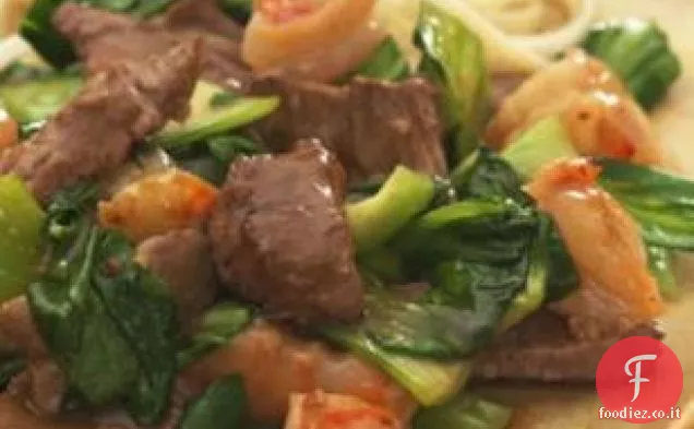 Manzo piccante con gamberetti e Bok Choy