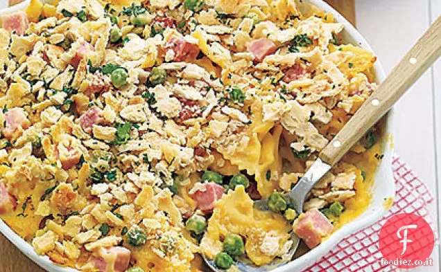 Pasta al Forno con Piselli, Formaggio e Prosciutto