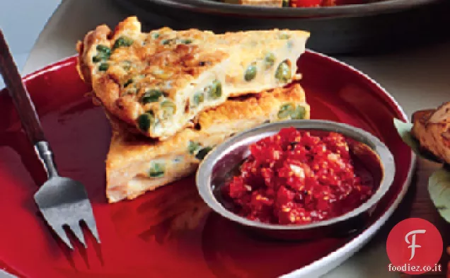 Frittata di piselli al curry con Chutney di pomodoro fresco