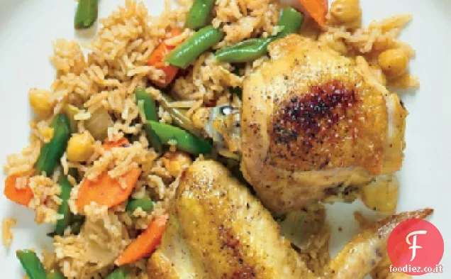 Pollo marocchino e riso con ceci