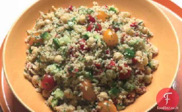 Bulgur, ceci e insalata di cetrioli