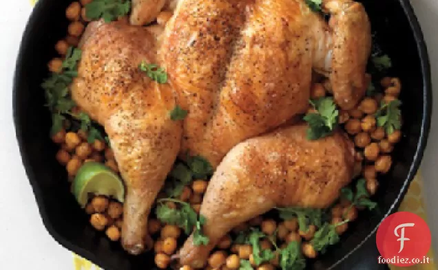 Pollo Spatchcocked con ceci