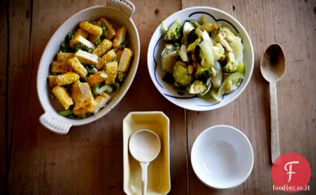 Vegetariano cinese limone Tofu e verdure verdi