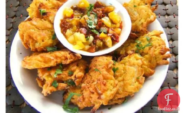 Indian Restaurant Style Onion Bhaji-Frittelle di cipolle fritte