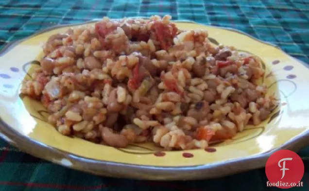 Riso piccante e piselli dagli occhi neri