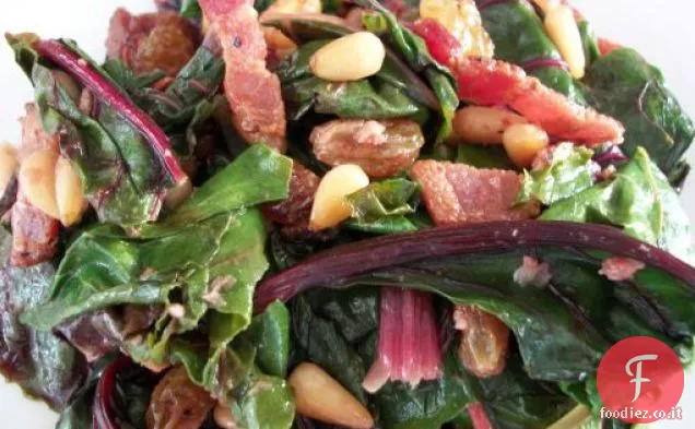 Bietola con pancetta, pinoli e uvetta