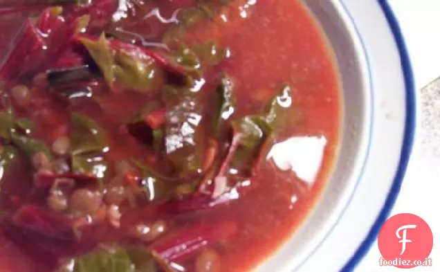 Zuppa di lenticchie libanesi e bietole svizzere