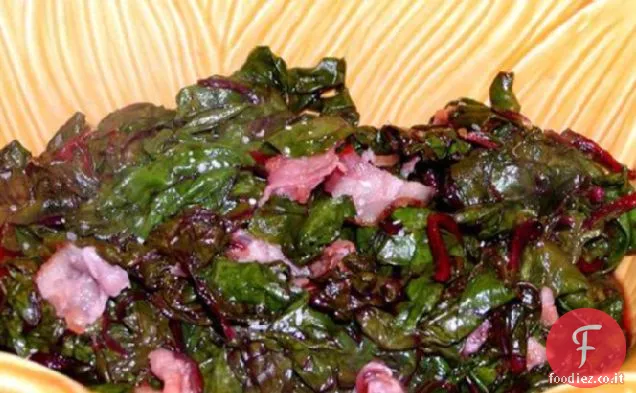 Bietola con condimento di pancetta