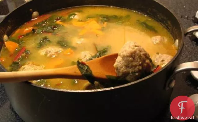 Zuppa di bietole e pasta con polpette di tacchino