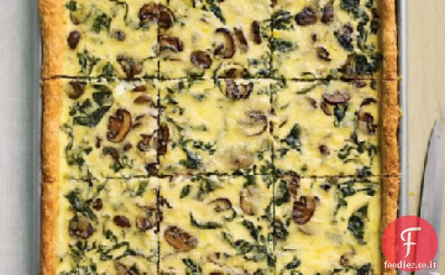 Bietola svizzera, funghi, e bianco-Cheddar Quiche