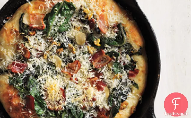 Pizza di vongole, bietole e pancetta