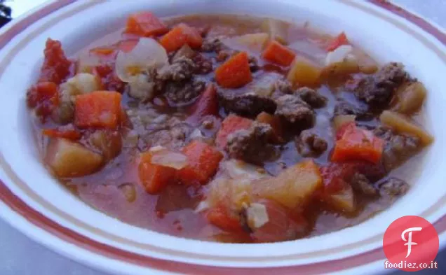 Pentola di coccio Radice vegetale Stufato di manzo macinato