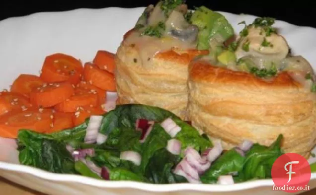 Pollo Avocado e funghi ripieni Vol-Au-Vents