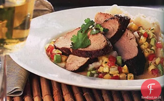 Filetto di maiale speziato e salsa di avocado