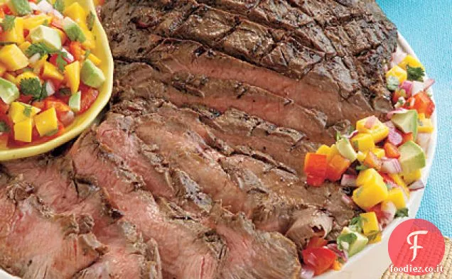 Bistecca alla griglia con salsa di coriandoli