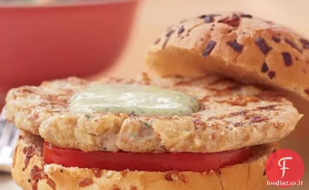 Hamburger di pollo-Chorizo con maionese di avocado