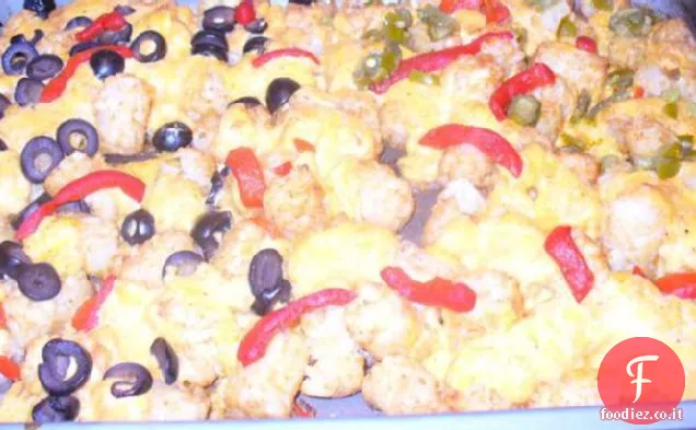 Taco Tots con formaggio, peperoni e olive