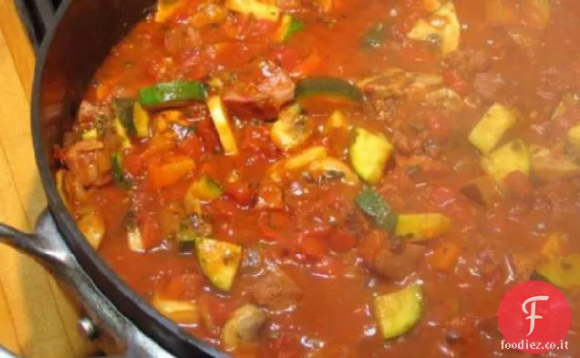 Penne con salsa giardino grosso