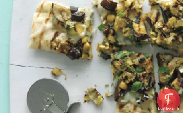 Melanzane, Olive verdi e pizza Provolone