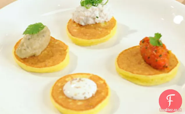 Blini di patate Yukon Gold con caviale di melanzane