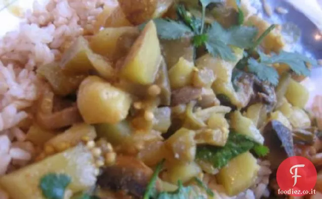 Curry di funghi e patate da una pentola