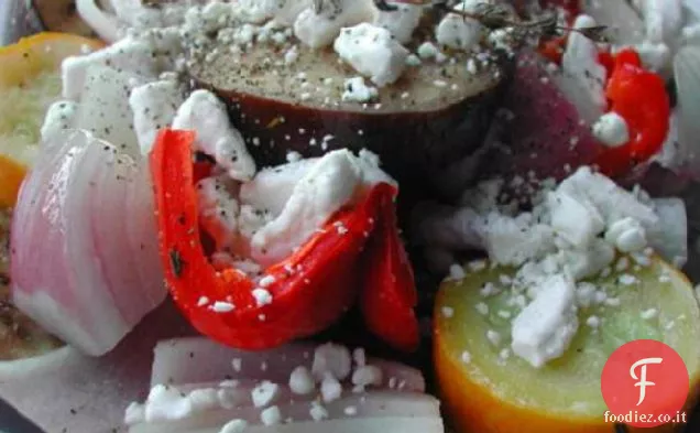 Verdure arrosto al forno con formaggio di capra sbriciolato, Timo e Pa