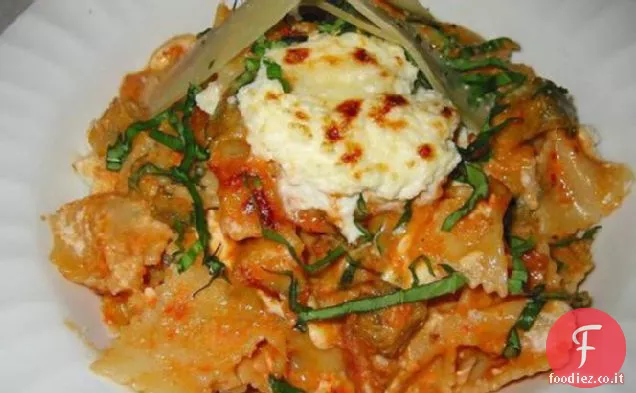 Papillon con Melanzane Arrosto e tre formaggi