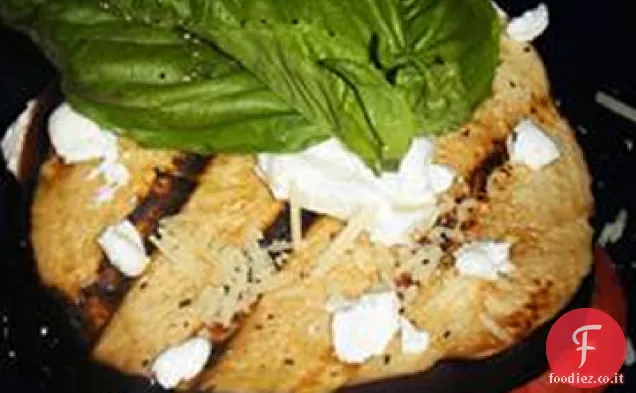 Melanzane alla griglia, pomodoro e formaggio di capra