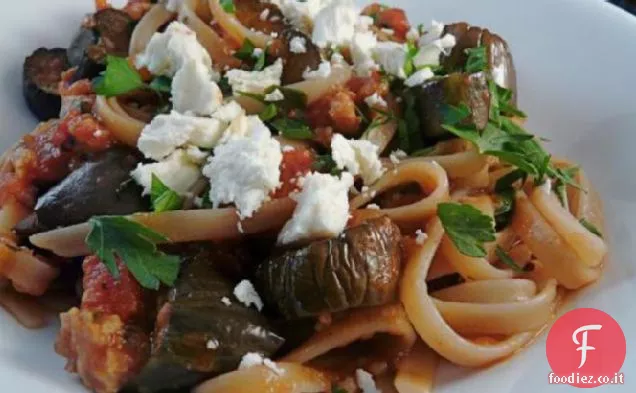 Melanzane Arrosto e Salsiccia con Linguine