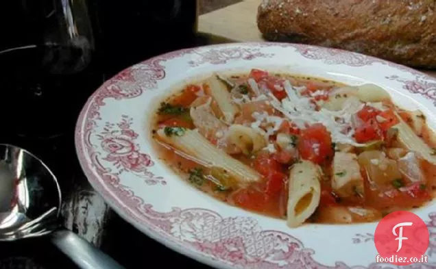 Zuppa di Ratatouille con carne di maiale e Penne