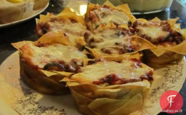 Cupcake di lasagne con verdure arrosto