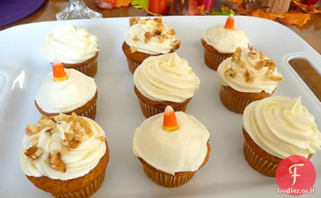 Cupcakes di zucca con glassa di crema di formaggio