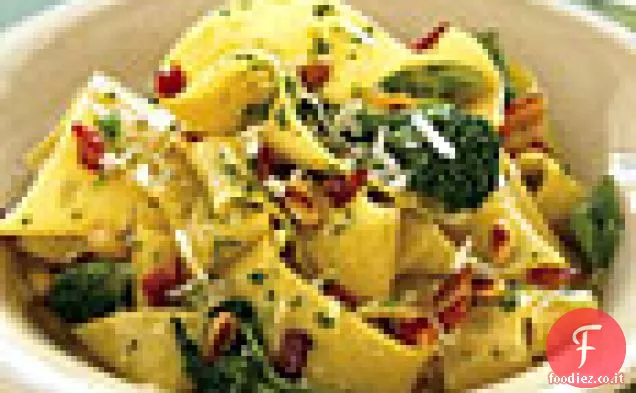 Pappardelle con Pancetta, Broccoli Rabe e Pinoli