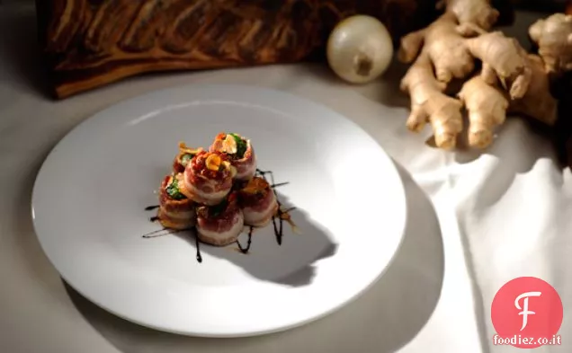 Cavoletti di Bruxelles avvolti in pancetta con Mandorle