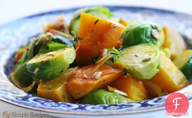 Barbabietole dorate e cavoletti di Bruxelles