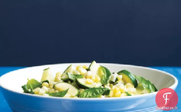 Soffriggere mais e zucchine con Basilico