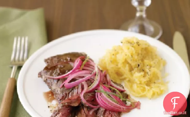 Gonna Bistecca con cipolla in salamoia e spaghetti Squash