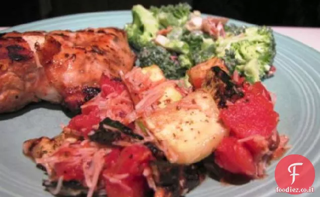 Zucchine grigliate con Pomodori italiani e parmigiano