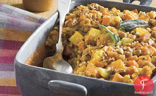 Ripieno di pane di mais con patate dolci e zucca