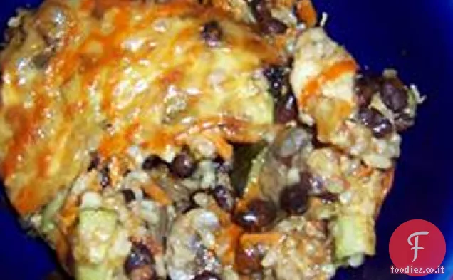Casseruola di riso integrale e fagioli neri