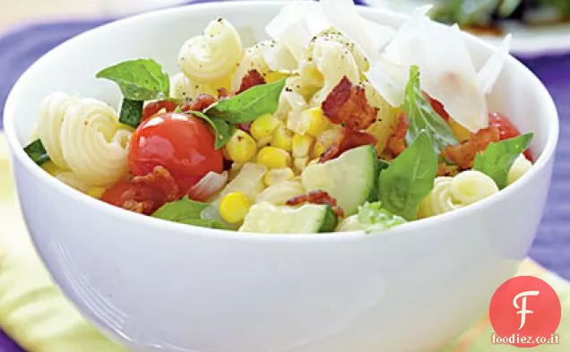 Cavatappi con Pancetta e Verdure Estive