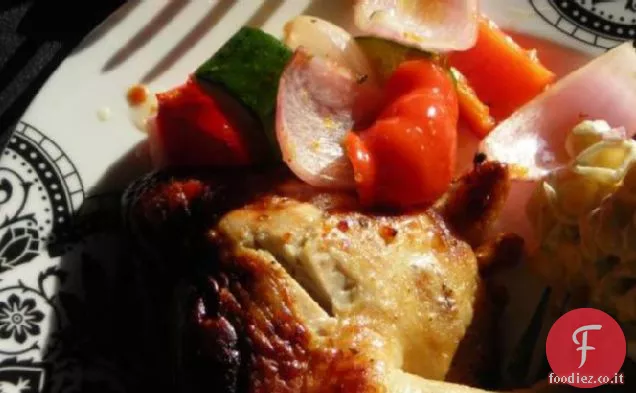 Pollo alla griglia con verdure estive saporite