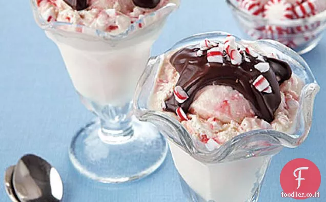 Peppermint Caldo Fudge Sundaes