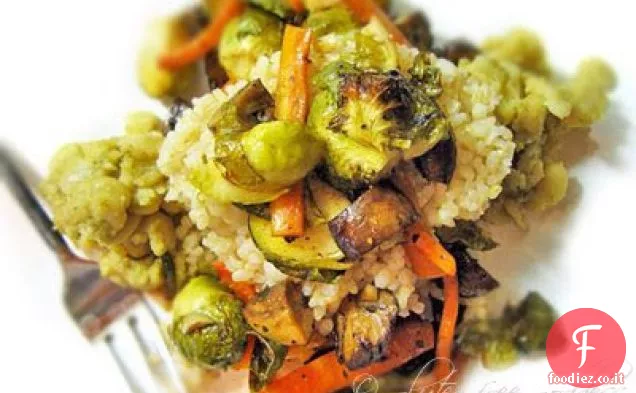 Ricetta di cavoletti di Bruxelles arrostiti con burro fritto fagioli e riso