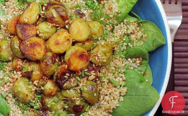 Cavoletti di Bruxelles, quinoa e spinaci