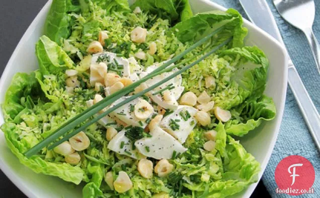Cavoletti di Bruxelles, formaggio di capra e lattuga