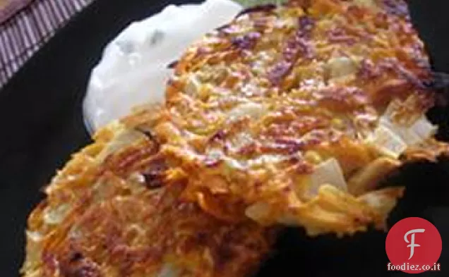 Frittelle di patate dolci con Lime Coriandolo Salsa di yogurt