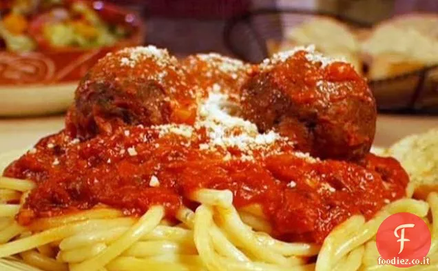 Bucatini con Salsa di Pancetta e polpette