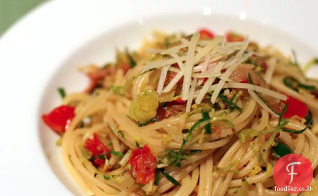 Spaghetti con Pancetta e Cavoletti di Bruxelles